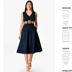 ✨ Wayward Fancies Embellished Waist Plunge Poplin Dress (Style CL0068362) ✨